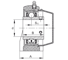 直立式軸承座單元 RASEY40-TV-VA, 塑料軸承座,內圈帶平頭螺釘的外球面球軸承,耐腐蝕設計,R密封 直立式軸承座單元 RASEY40-TV-VA, 塑料軸承座,內圈帶平頭螺釘的外球面球軸承,耐腐蝕設計,R密封