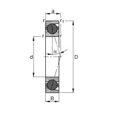 主軸軸承 HCB7210-C-T-P4S, 調(diào)節(jié)，成對或單元安裝，接觸角 α = 15°，陶瓷球，限制公差