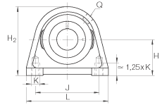 直立式軸承座單元 PSHEY40-N, 鑄鐵軸承座，內圈帶平頭螺釘的外球面球軸承，P 型密封