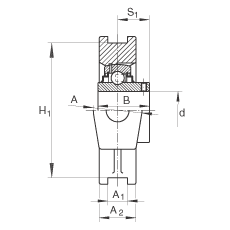 吊裝式軸承座單元 RTUEY60, 鑄鐵軸承座，內圈帶平頭螺釘的外球面球軸承，R密封