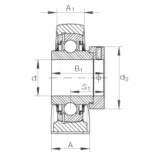 直立式軸承座單元 LASE45, 鑄鐵軸承座,帶偏心鎖圈的外球面球軸承,L 型密封 直立式軸承座單元 LASE45, 鑄鐵軸承座,帶偏心鎖圈的外球面球軸承,L 型密封