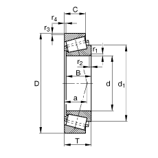圓錐滾子軸承 30236-A, 根據(jù) DIN ISO 355 / DIN 720 標(biāo)準(zhǔn)的主要尺寸，可分離，調(diào)節(jié)或成對
