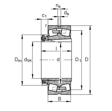 調心滾子軸承 230/560-B-K-MB + H30/560, 根據 DIN 635-2 標準的主要尺寸, 帶錐孔和緊定套